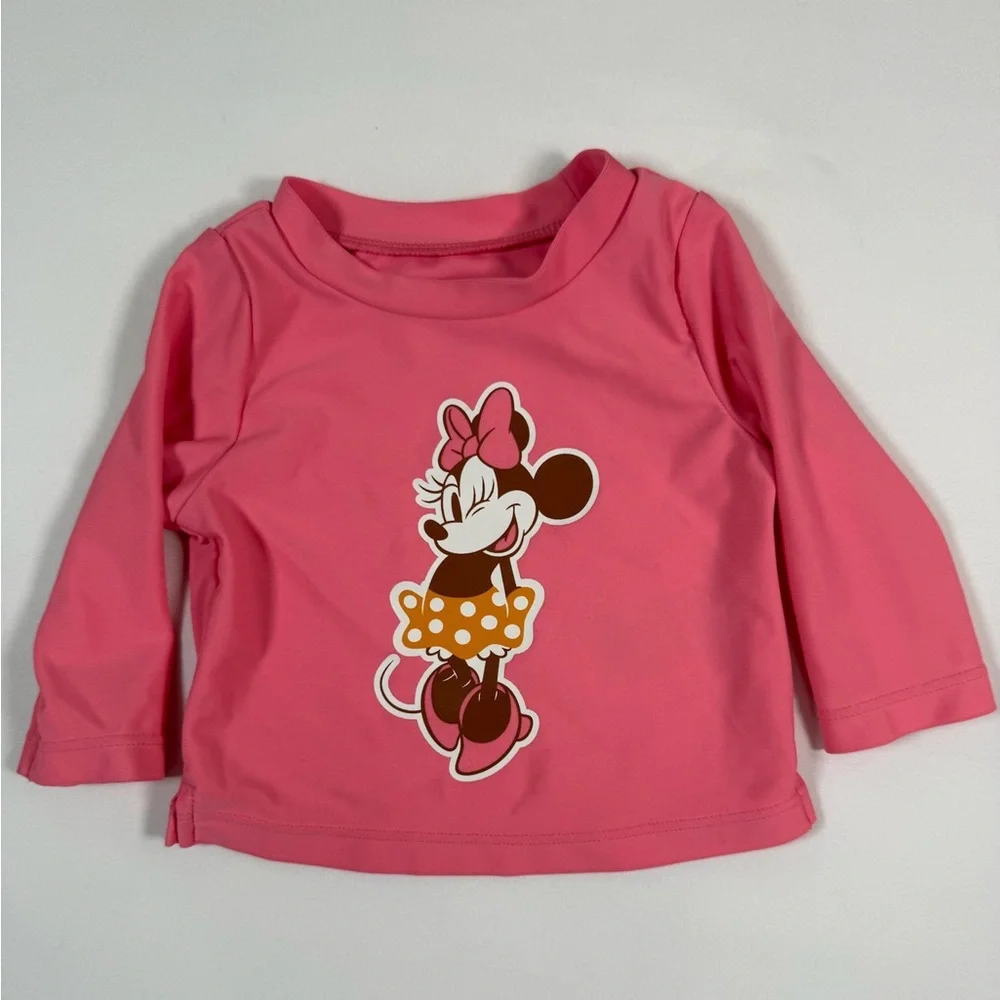 BABY GAP X DISNEY Minnie Mouse‎ Rash Guard Swim Top 0 To 3 Months Pink